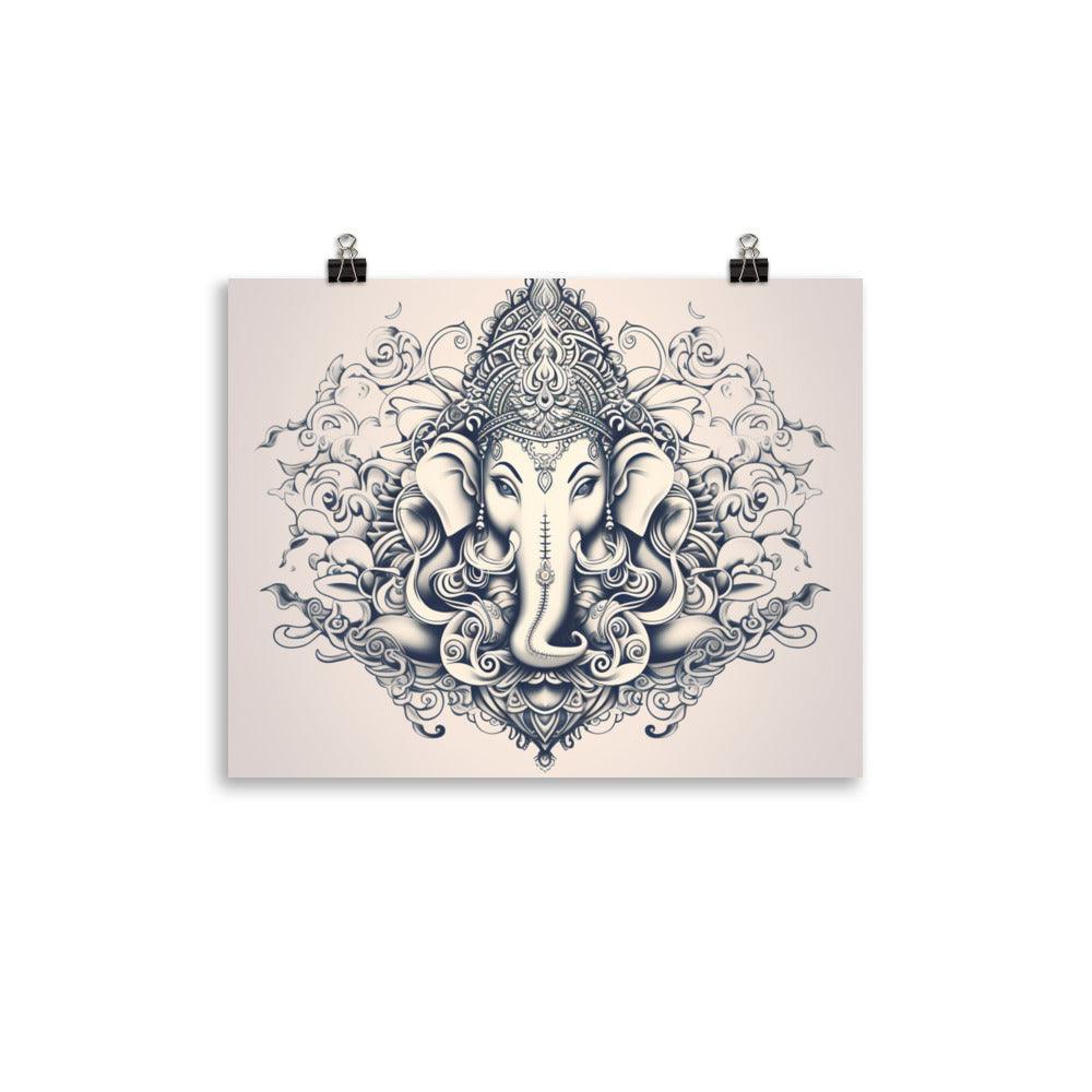 Ganesha Elegant Monochrome Mandala Art Poster - Oh Posters