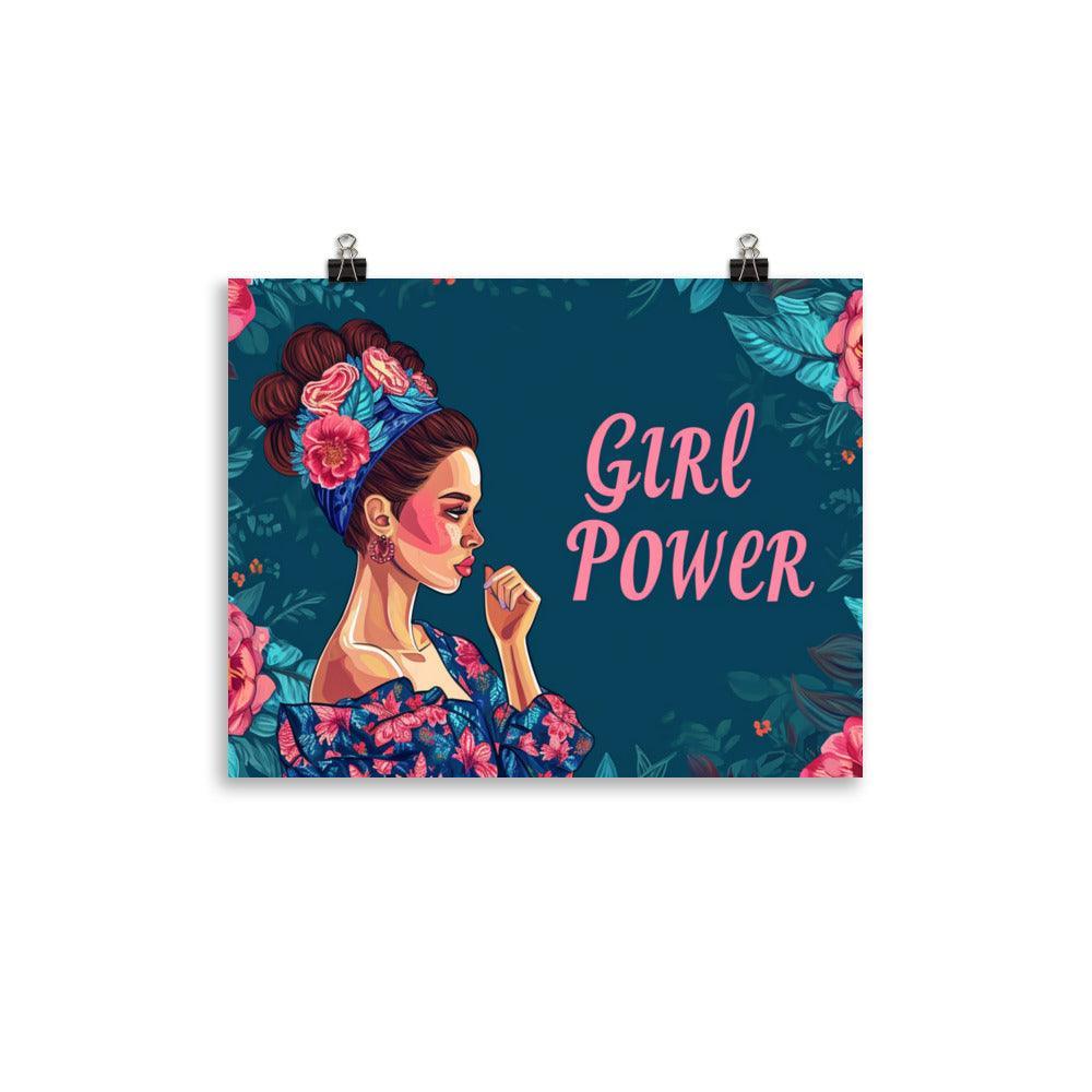 Girl Power Quote Feminine Strength Floral Background Illustration Poster - Oh Posters