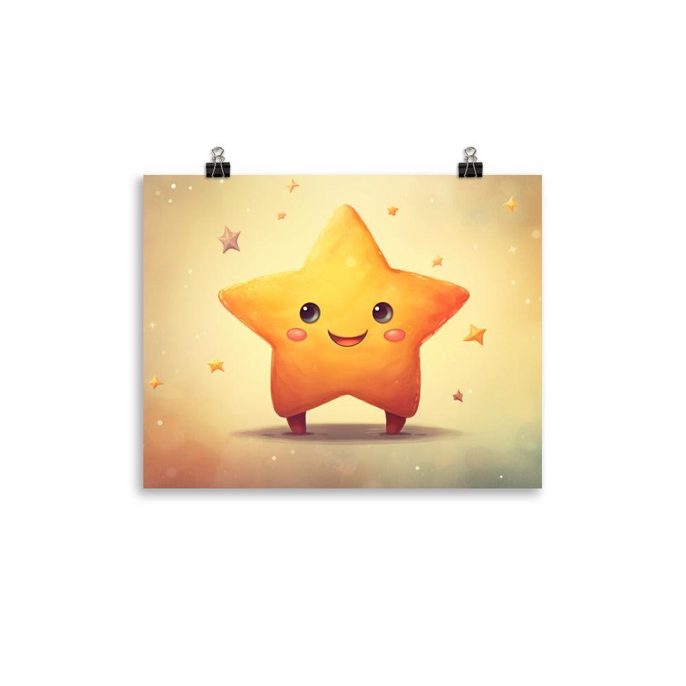 Cheerful Star Character Whimsical Digital Art Poster - Oh Posters