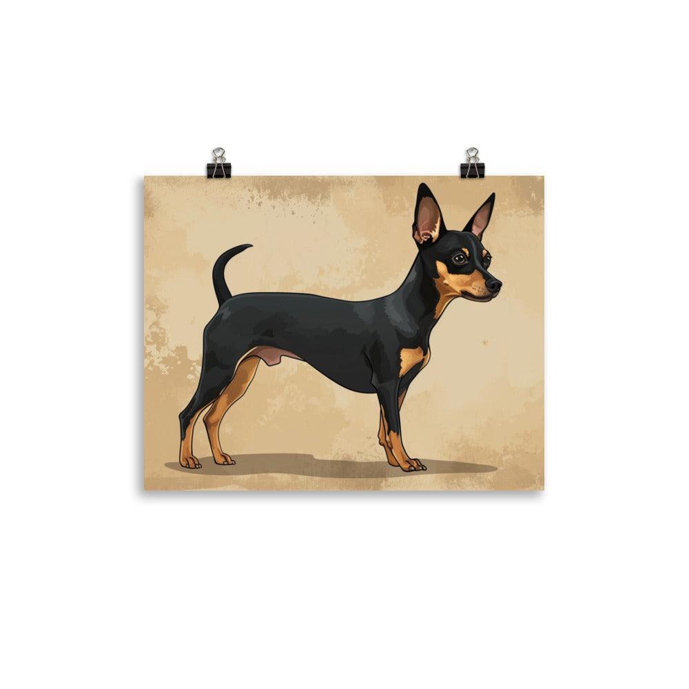 Elegant English Toy Terrier Illustrated Portrait Poster - Oh Posters