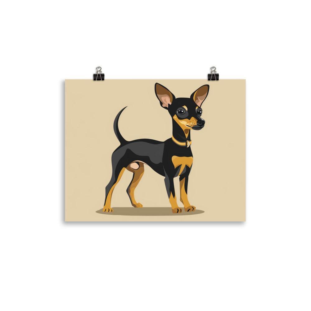 Charming English Toy Terrier Cartoon Illustration Poster - Oh Posters