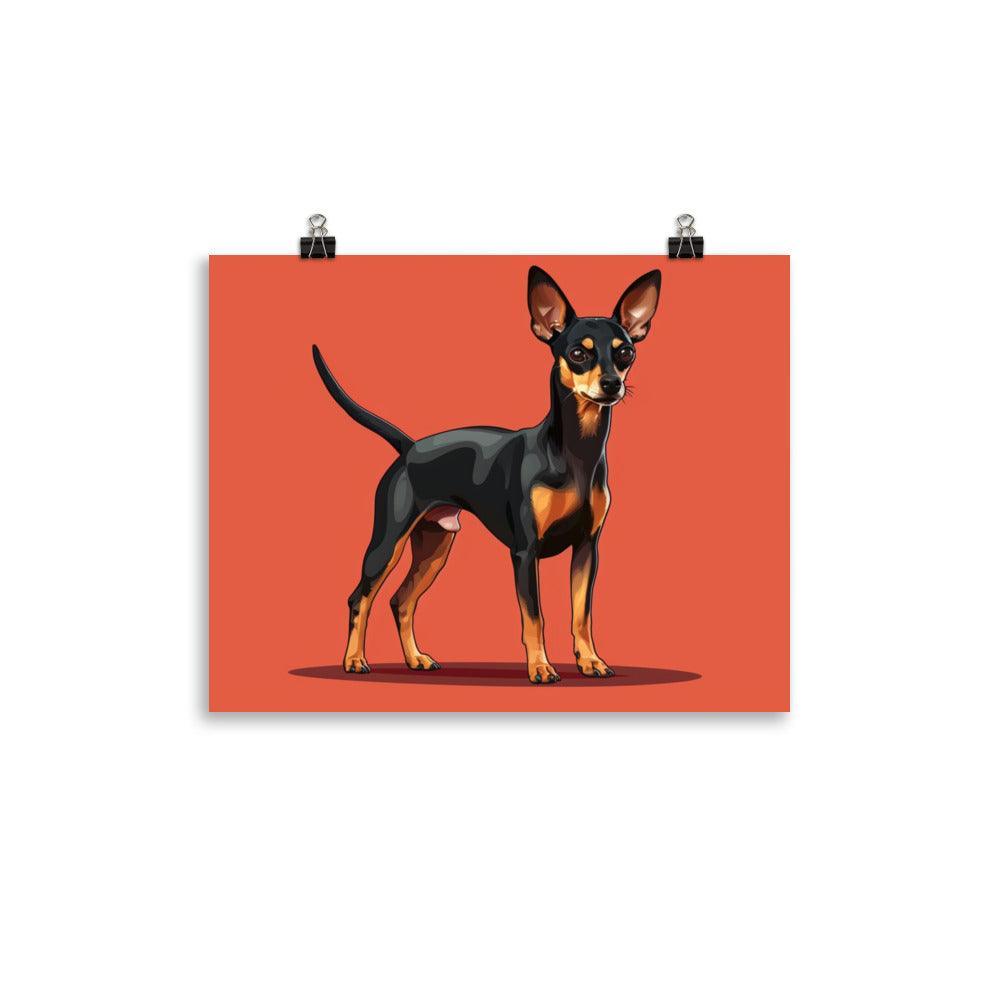 Vibrant English Toy Terrier Portrait on Red Poster - Oh Posters