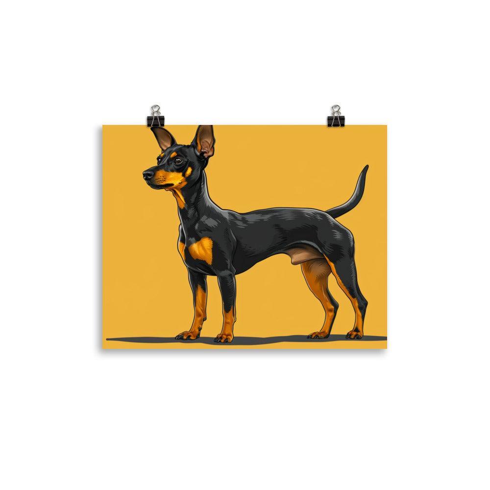 Bold English Toy Terrier Graphic on Yellow Poster - Oh Posters