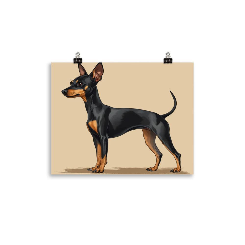 Classic English Toy Terrier Drawing on Beige Poster - Oh Posters