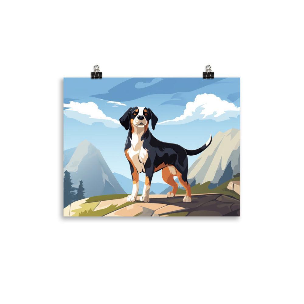 Entlebucher Mountain Dog Animated Alpine Adventure Poster - Oh Posters