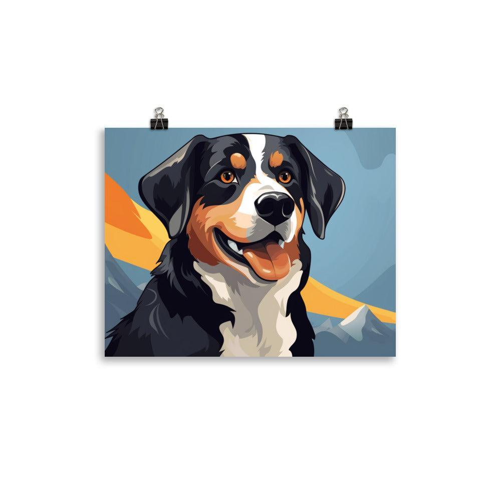 Entlebucher Mountain Dog Vibrant Mountain Illustration Poster - Oh Posters