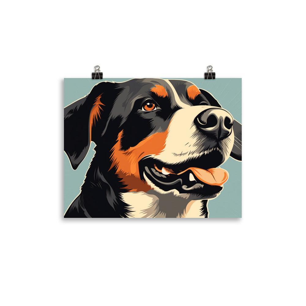 Entlebucher Mountain Dog Close-Up Illustration Poster - Oh Posters