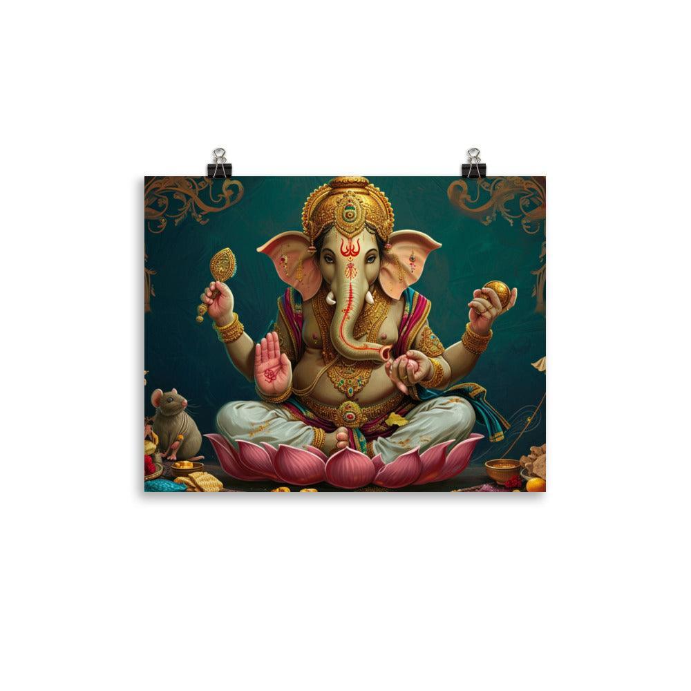 Ganesha Sacred Elephant God with Offerings and Incense Poster - Oh Posters