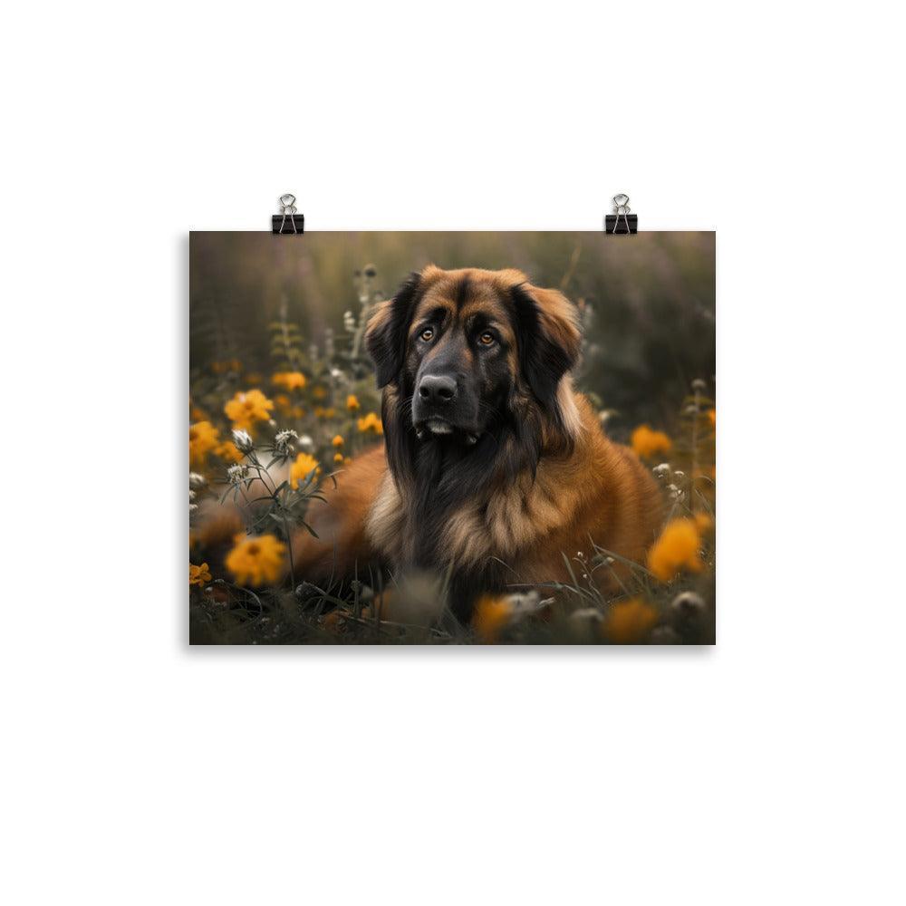 Estrela Mountain Dog Floral Meadow Portrait Poster - Oh Posters