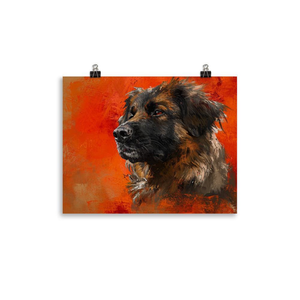 Estrela Mountain Dog Abstract Red Texture Art Poster - Oh Posters