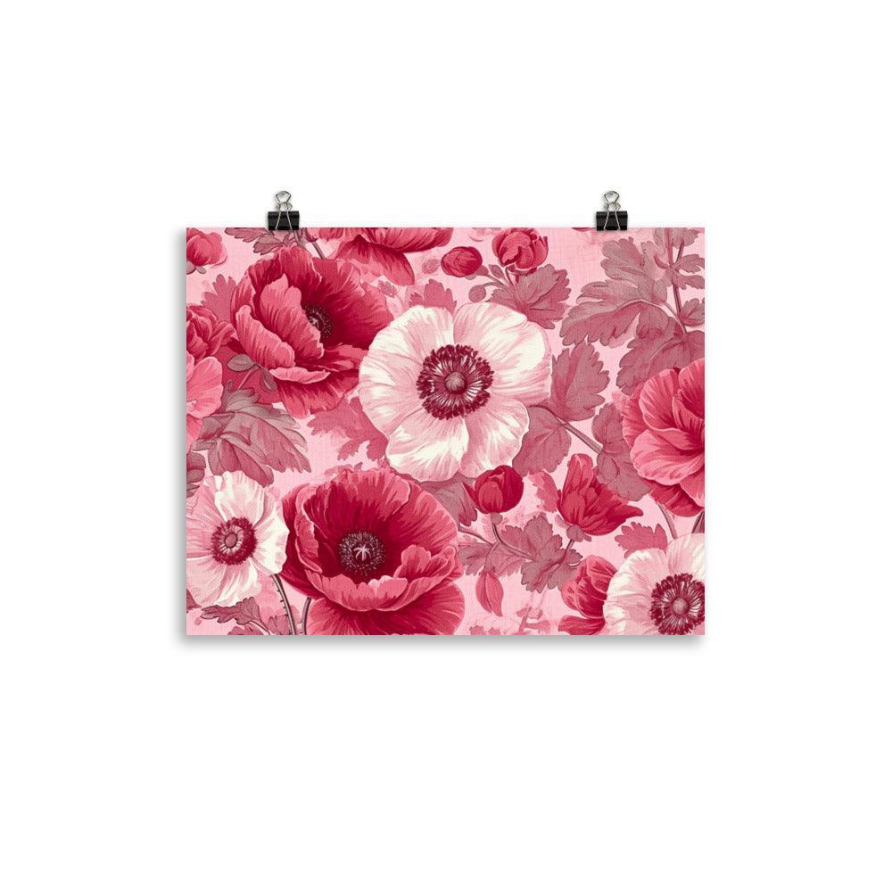 Vintage Pink Floral Pattern Wallpaper Design Poster - Oh Posters
