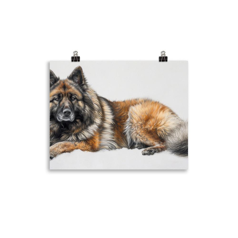 Lifelike Eurasier Dog Pencil Drawing Artwork Poster - Oh Posters