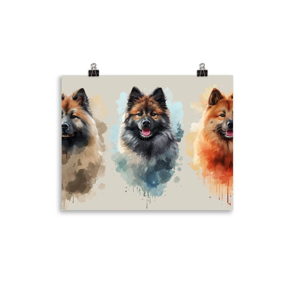 Eurasier Dog Trio Watercolor Style Artwork Poster - Oh Posters