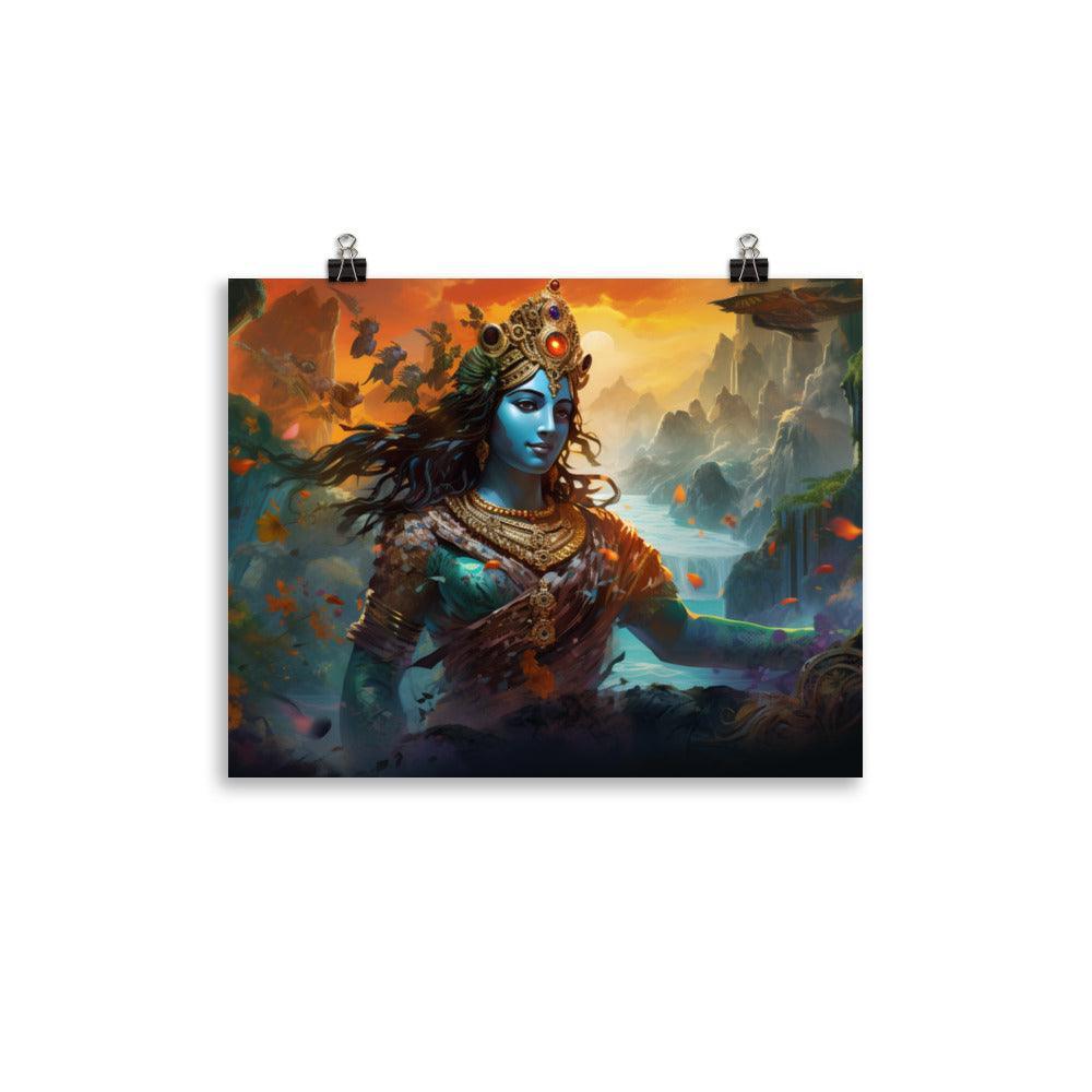 Krishna Mystical Nature Illustration Poster - Oh Posters