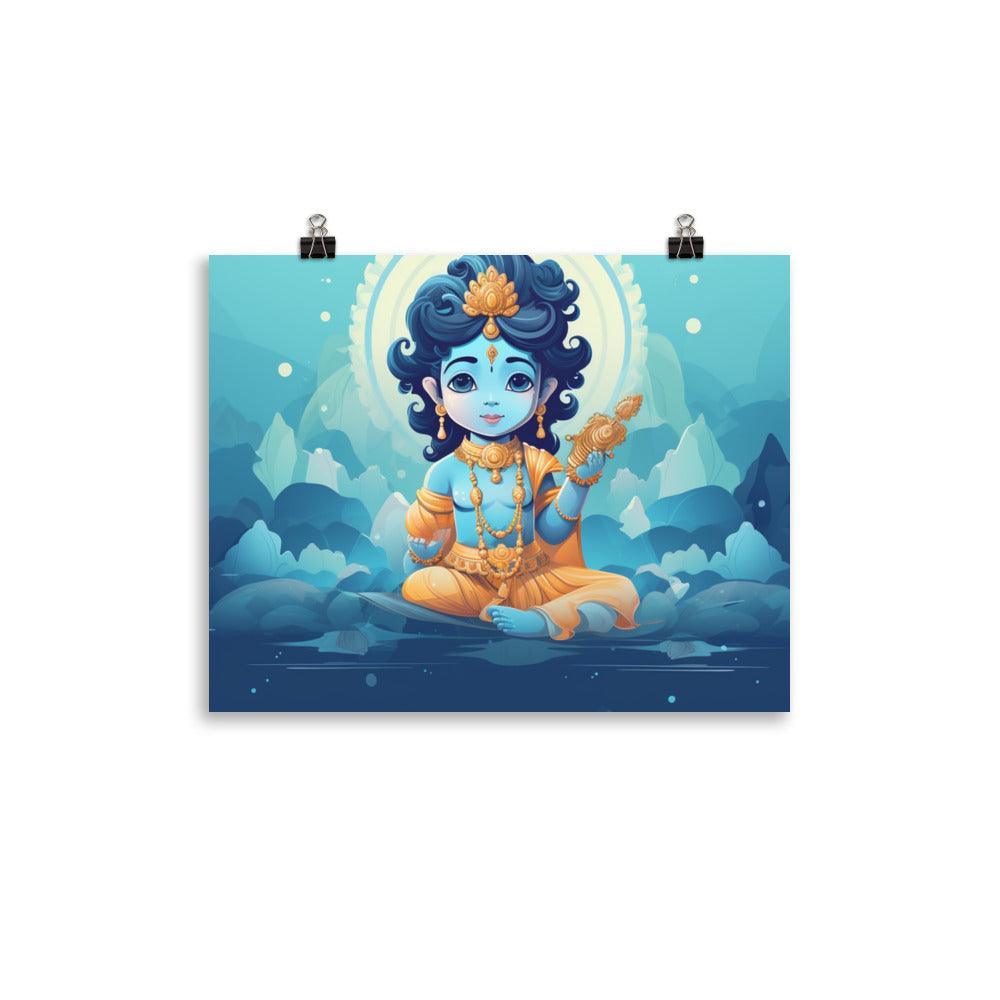 Krishna Playful Child Vector Art Poster - Oh Posters