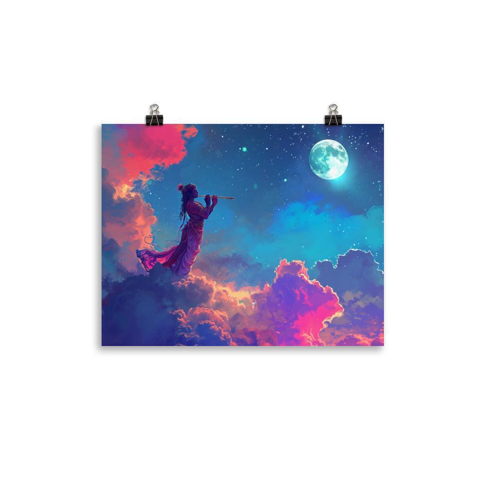 Krishna Cosmic Dance Celestial Art Poster - Oh Posters