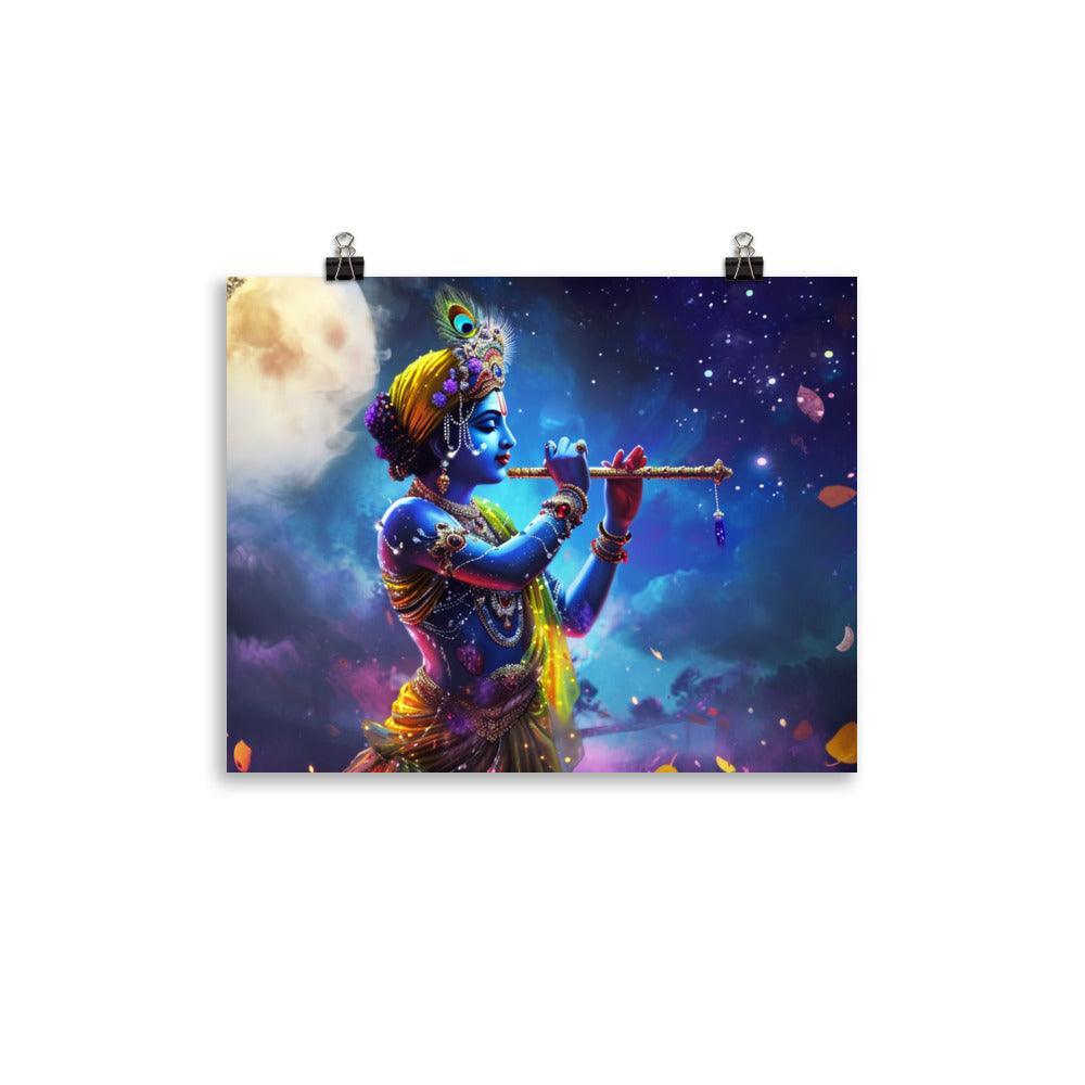 Krishna Enchanted Forest Nighttime Poster - Oh Posters