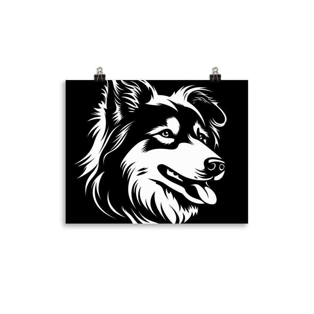 Finnish Lapphund Bold Black and White Silhouette Poster - Oh Posters