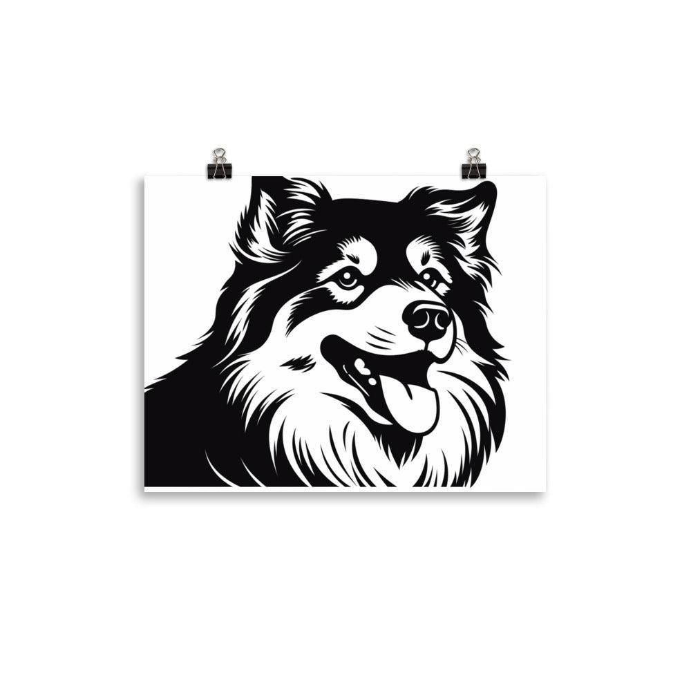 Finnish Lapphund Elegant Black and White Graphic Poster - Oh Posters