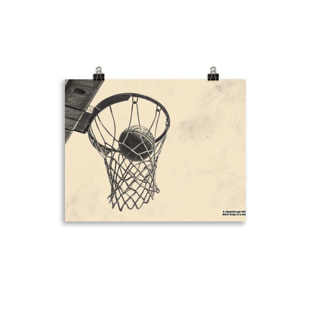 Monochrome Hoop Sketch Basketball Poster - Oh Posters