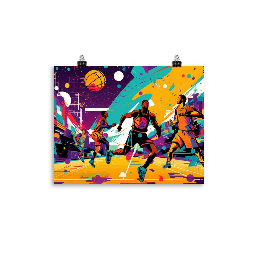 Retro Vibrant Basketball Game Poster - Oh Posters