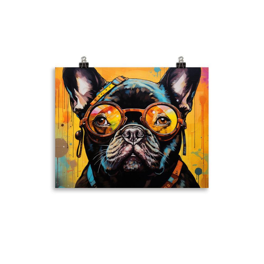 French Bulldog Hipster Digital Artwork Poster - Oh Posters