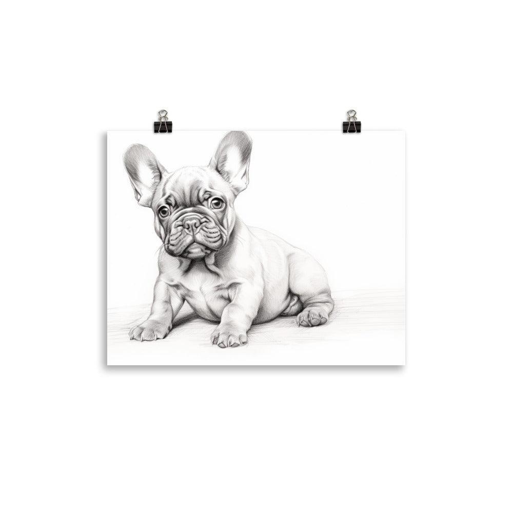 French Bulldog Pencil Sketch Art Poster - Oh Posters