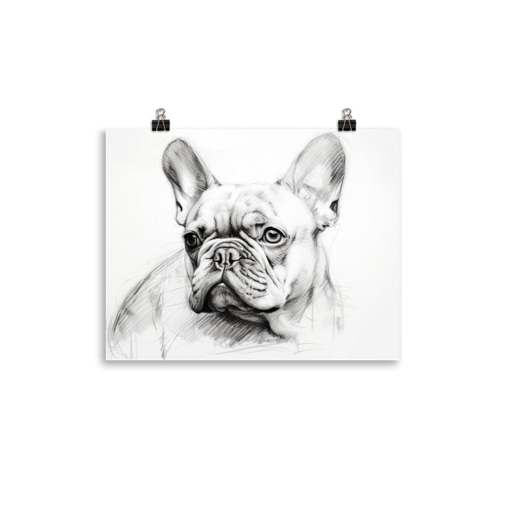 French Bulldog Black and White Sketch Poster - Oh Posters