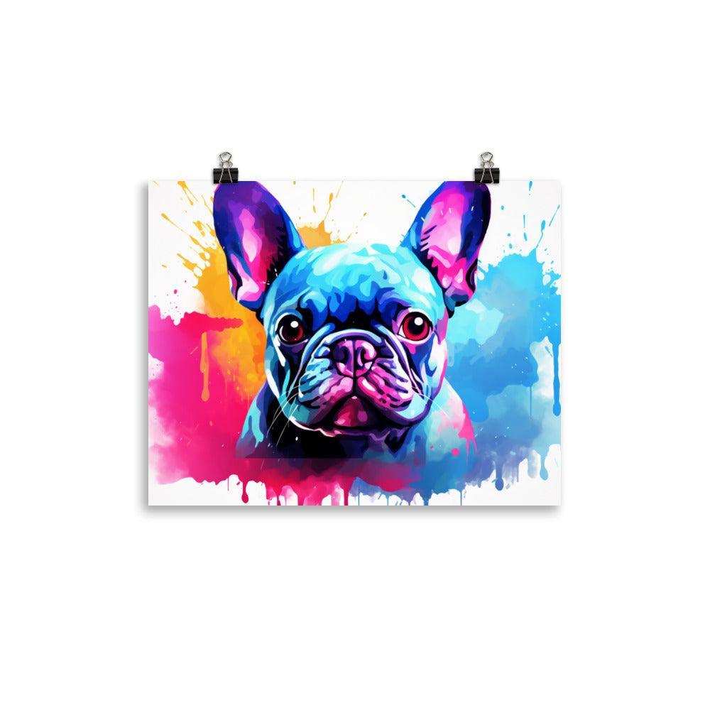 French Bulldog Watercolor Splash Colorful Art Poster - Oh Posters