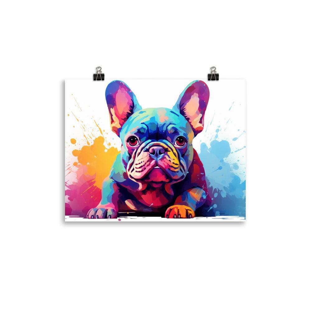 Expressive French Bulldog Color Explosion Art Poster - Oh Posters