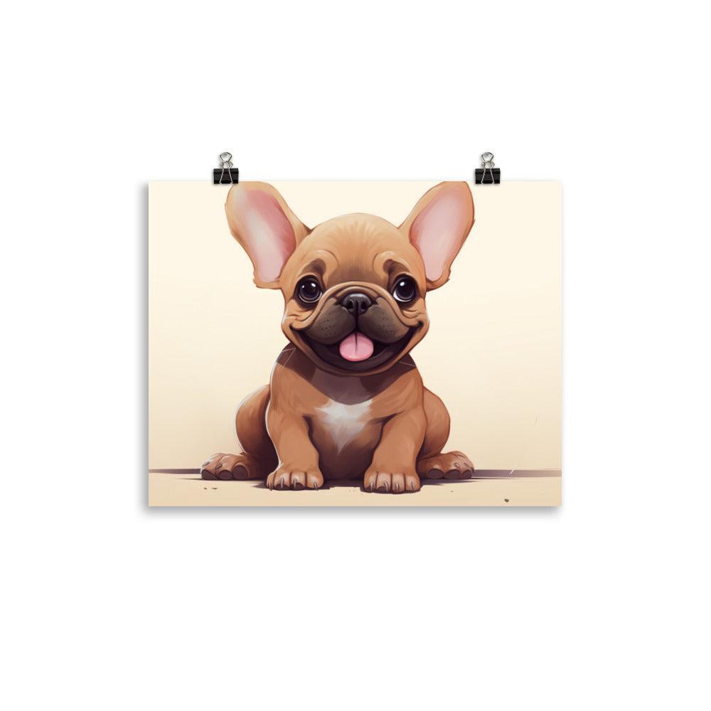 Happy Fawn French Bulldog Puppy Illustration Poster - Oh Posters