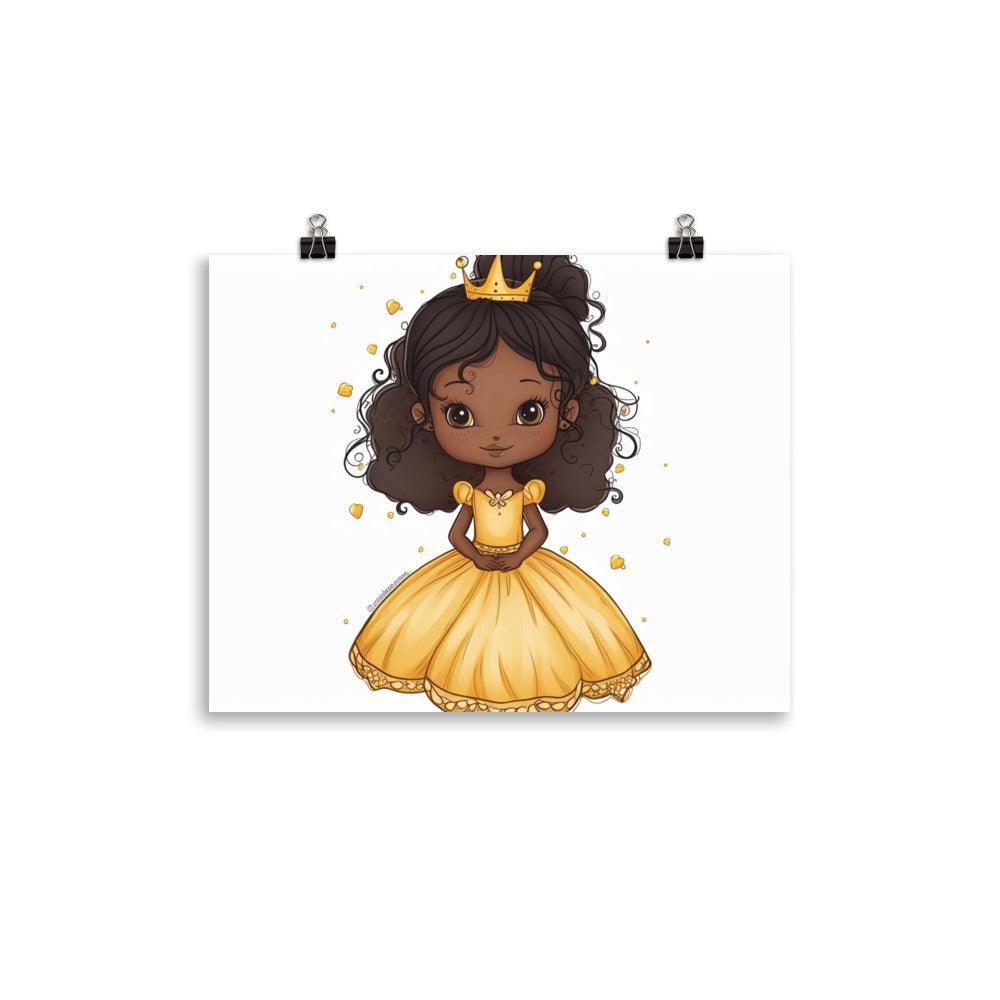 Royal Princess Yellow Dress Cartoon Illustration Poster - Oh Posters
