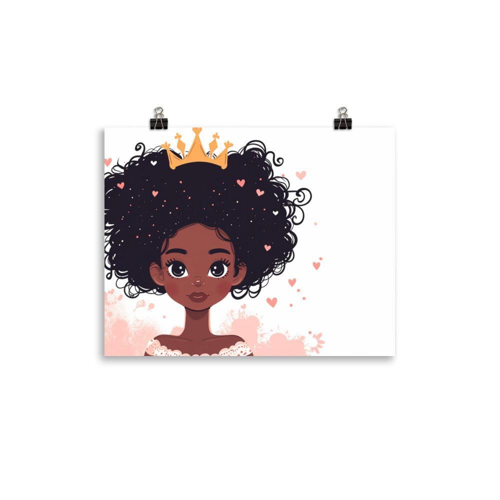 Crowned Black African Princess Heart Accents Character Poster - Oh Posters