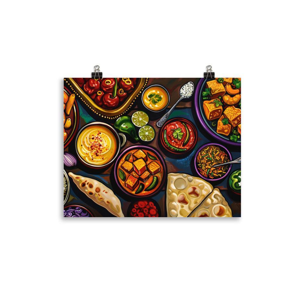 Indian Feast Colorful Traditional Cuisine Art Poster - Oh Posters