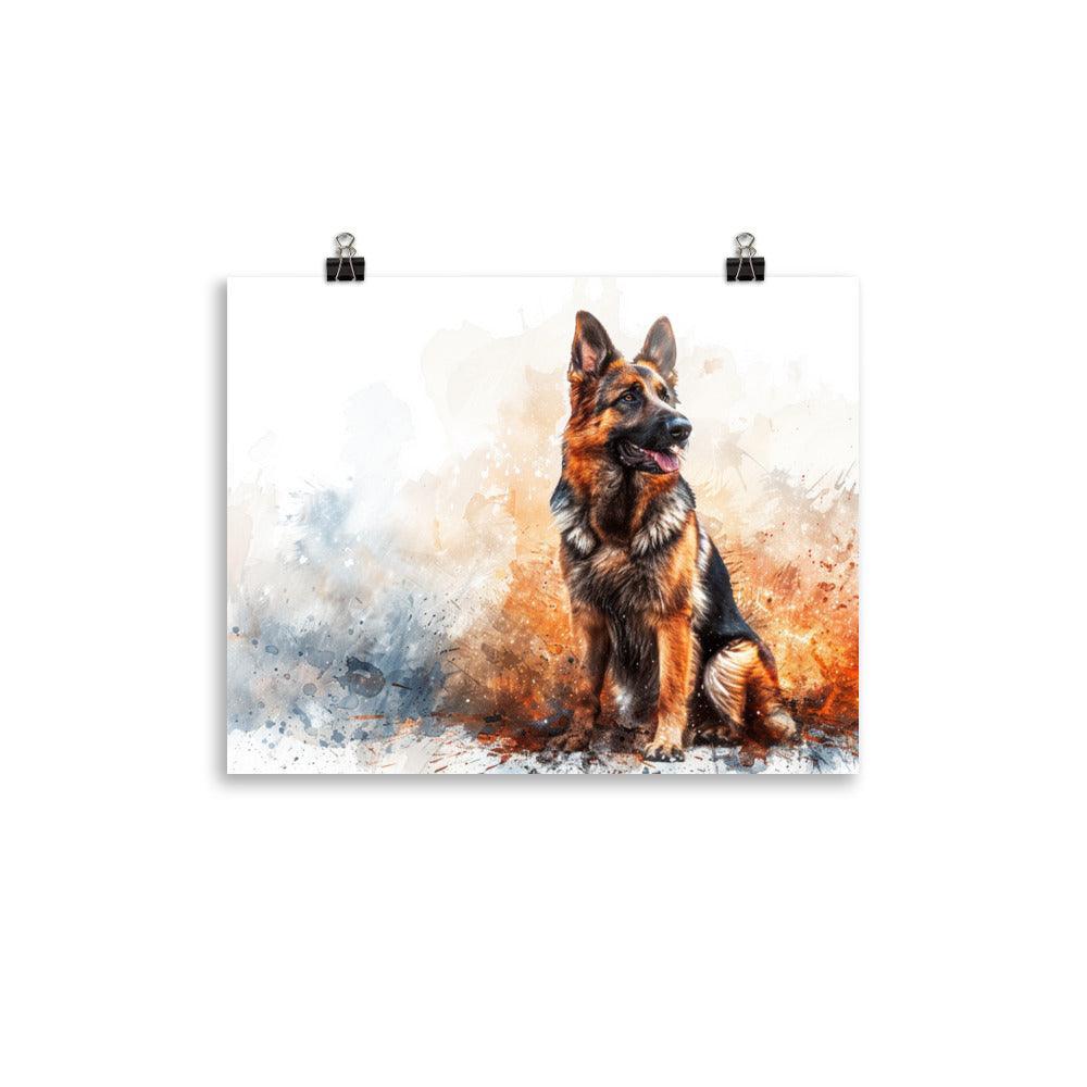 German Shepherd Vivid Watercolor Expression Poster - Oh Posters