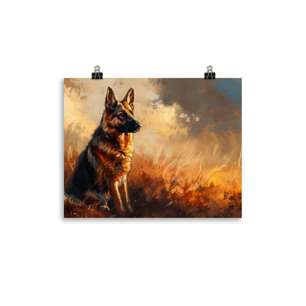 German Shepherd Sunset Silhouette Art Poster - Oh Posters