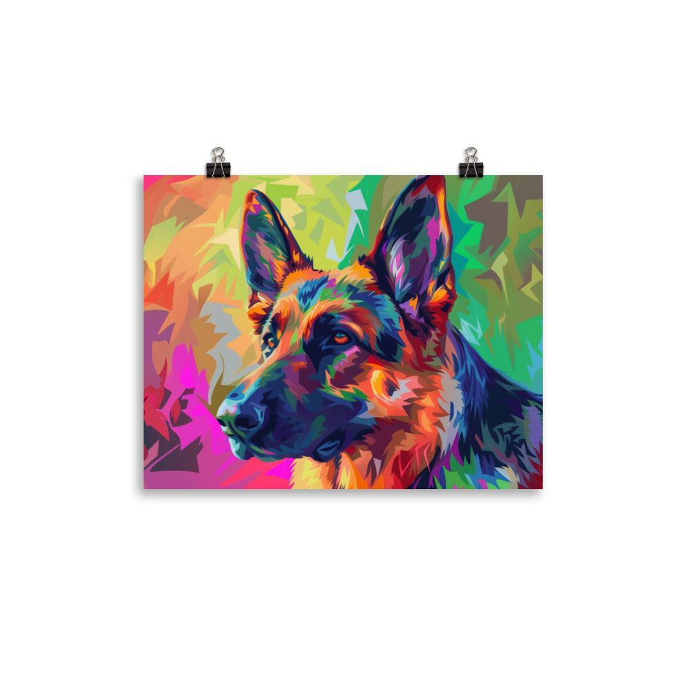 German Shepherd Geometric Pop Art Poster - Oh Posters