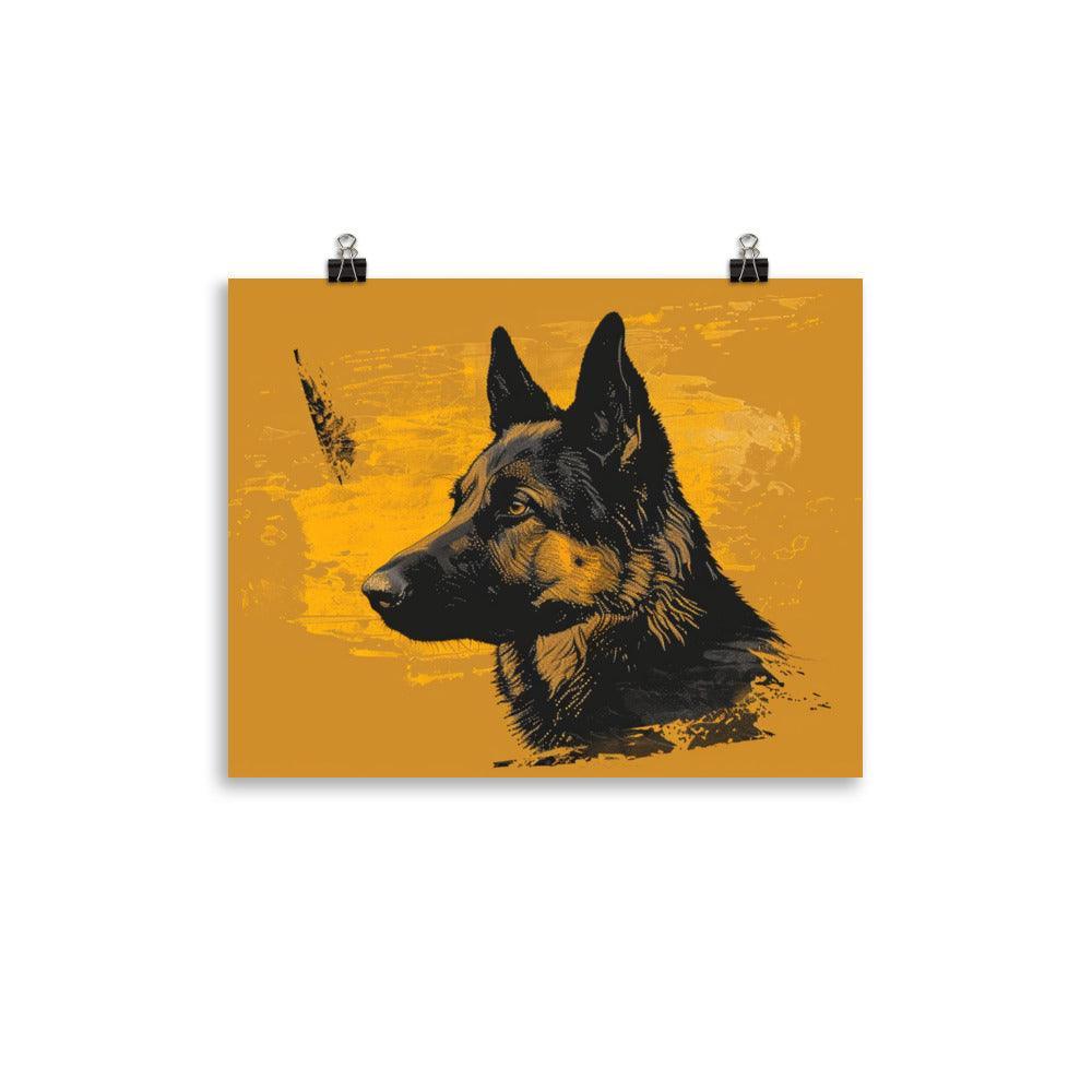 German Shepherd Silhouette Yellow Poster - Oh Posters