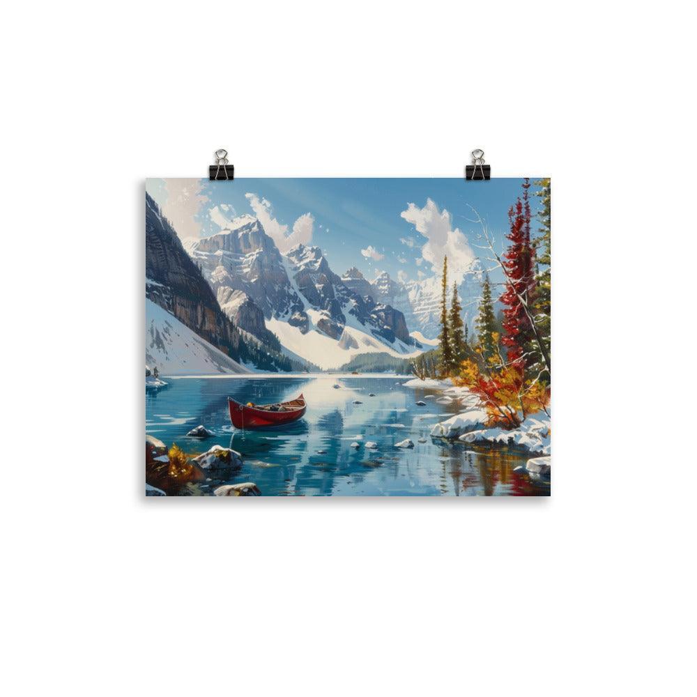 Crisp Canadian Winter Day with Canoe Scenic Landscape Poster - Oh Posters