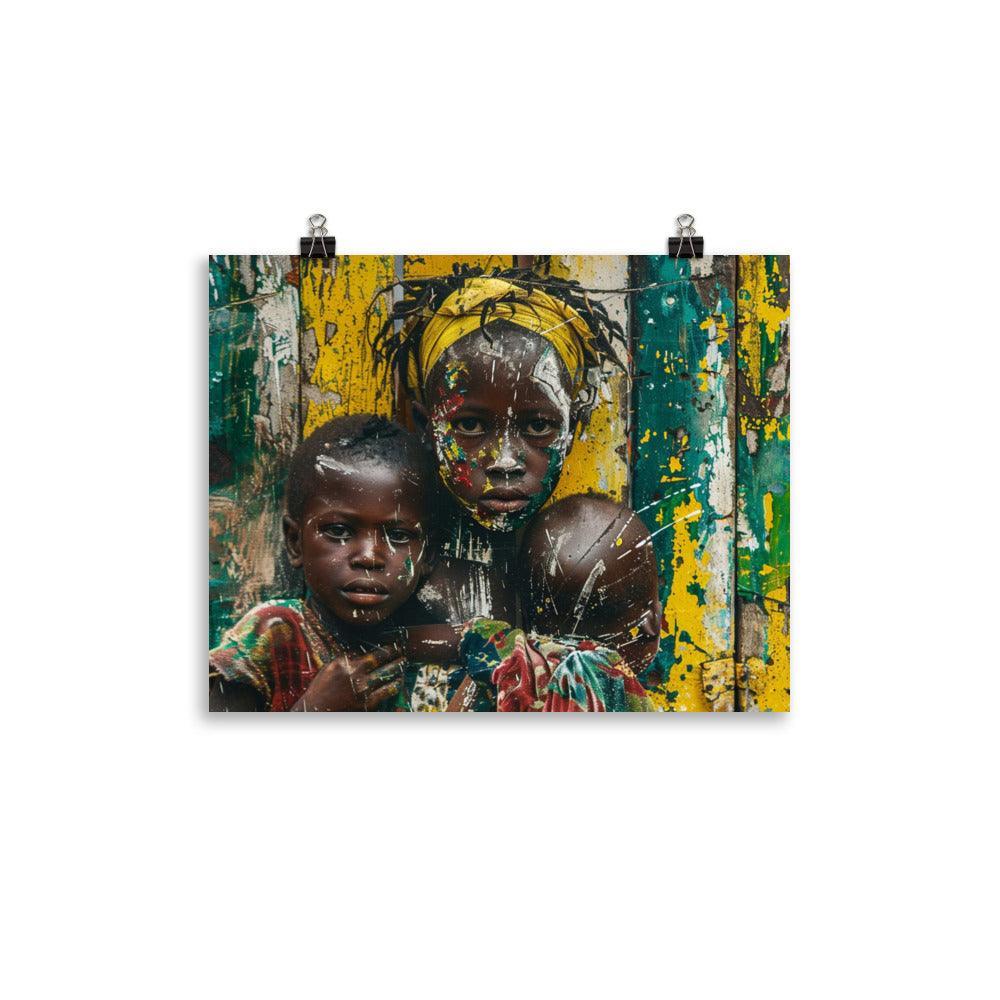 Central African Republic Vibrant Village Life Oil Painting Poster - Oh Posters