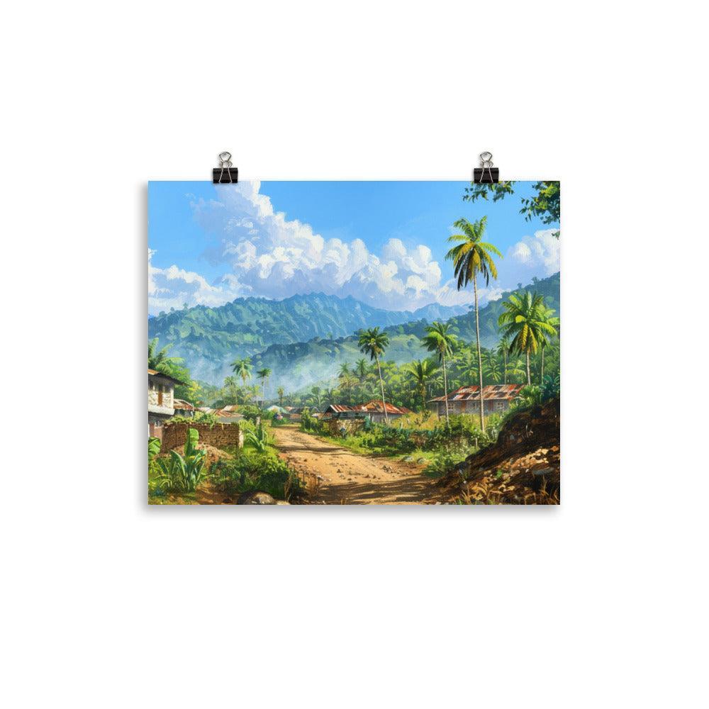 Comoros Tropical Village Road Landscape Painting Poster - Oh Posters