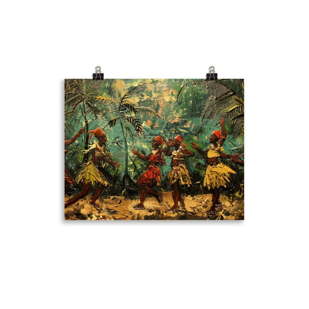 Congo Tribal Dance in Lush Forest Painting Poster - Oh Posters