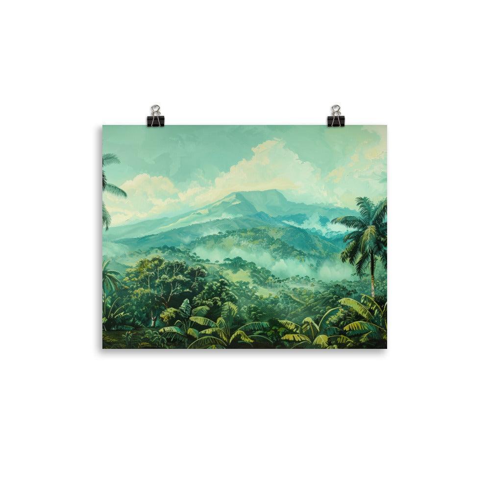 Costa Rica Misty Mountain Jungle Landscape Painting Poster - Oh Posters