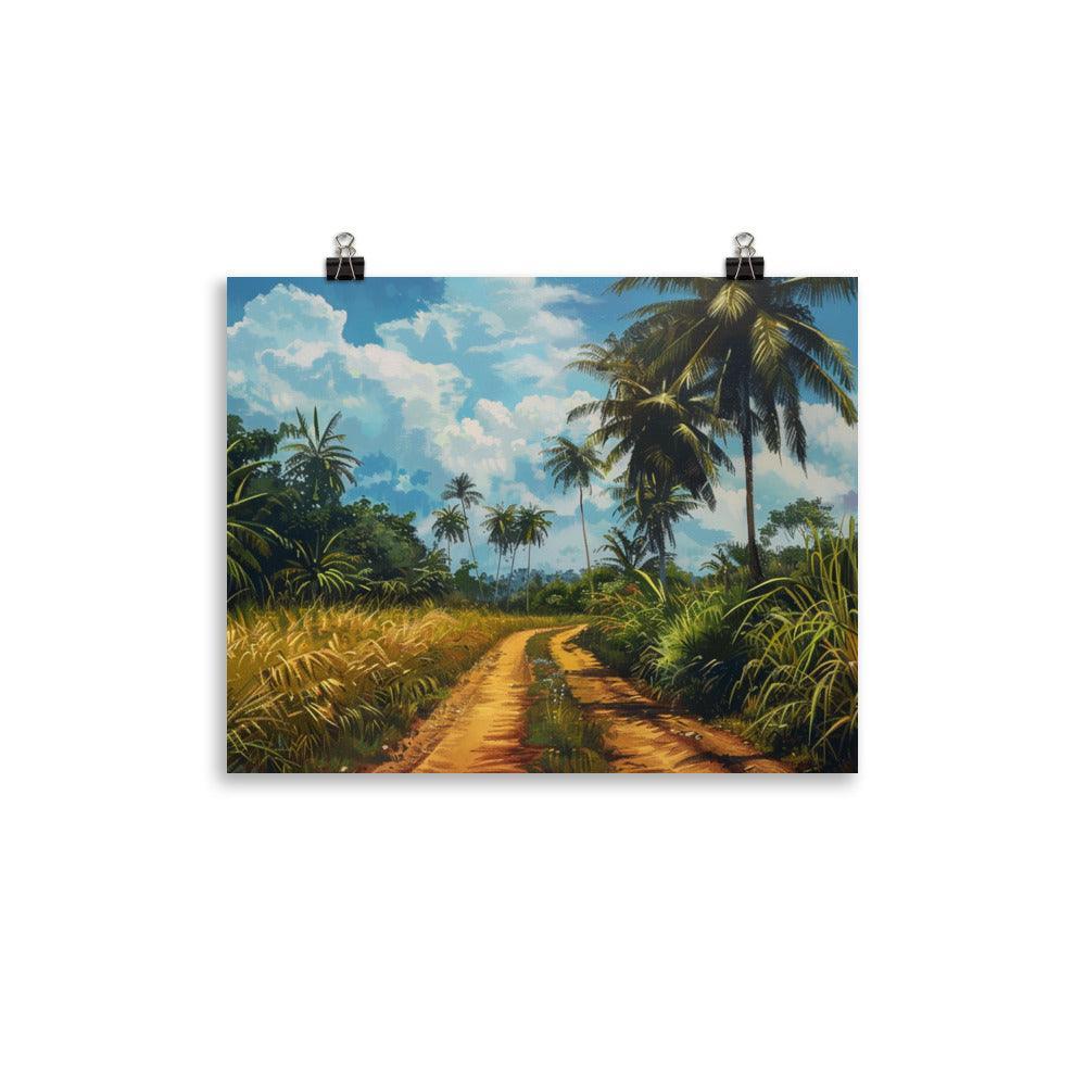 Côte d’Ivoire Palm-Lined Jungle Path Scenic Art Poster - Oh Posters