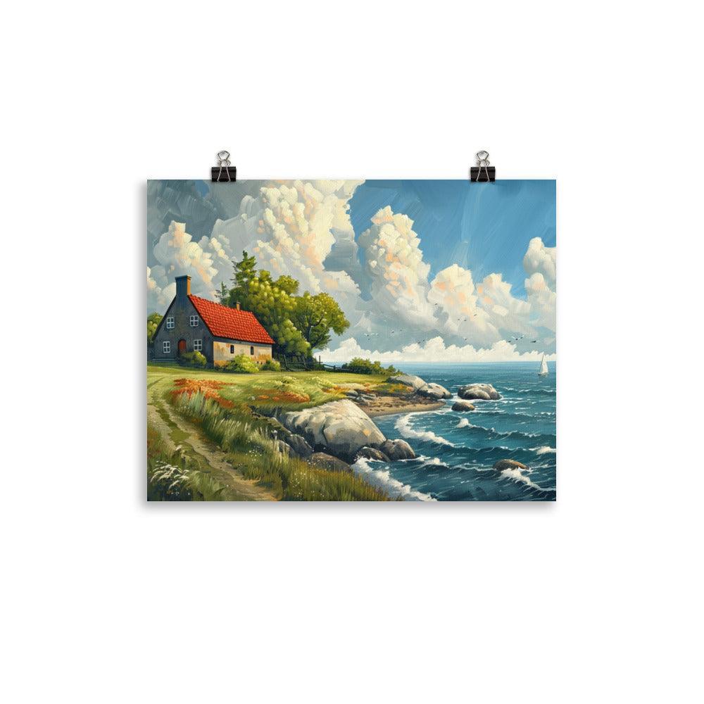 Coastal Cottage Denmark Landscape Painting Poster - Oh Posters