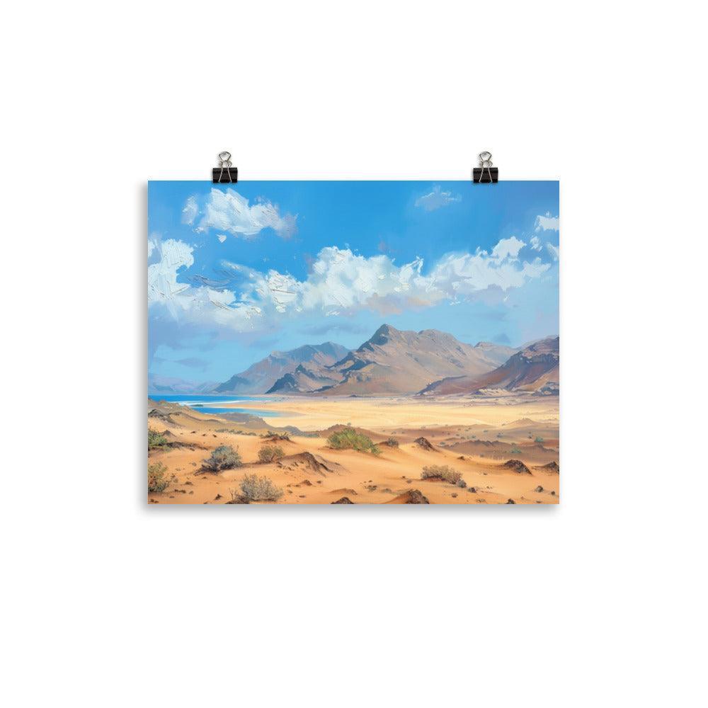 Djibouti Desert Mountains Landscape Painting Poster - Oh Posters