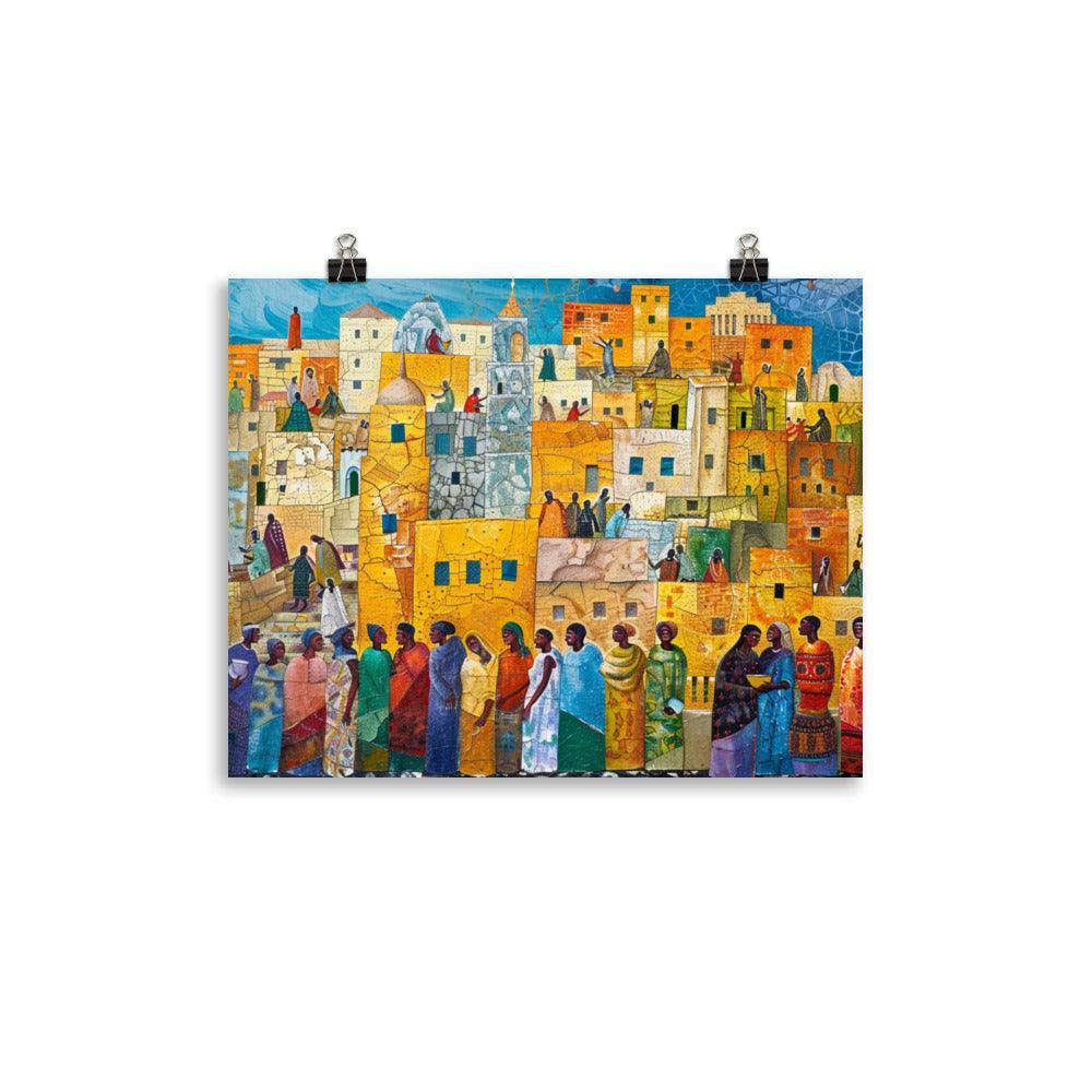 Eritrea Vibrant Town Mosaic Artwork Poster - Oh Posters