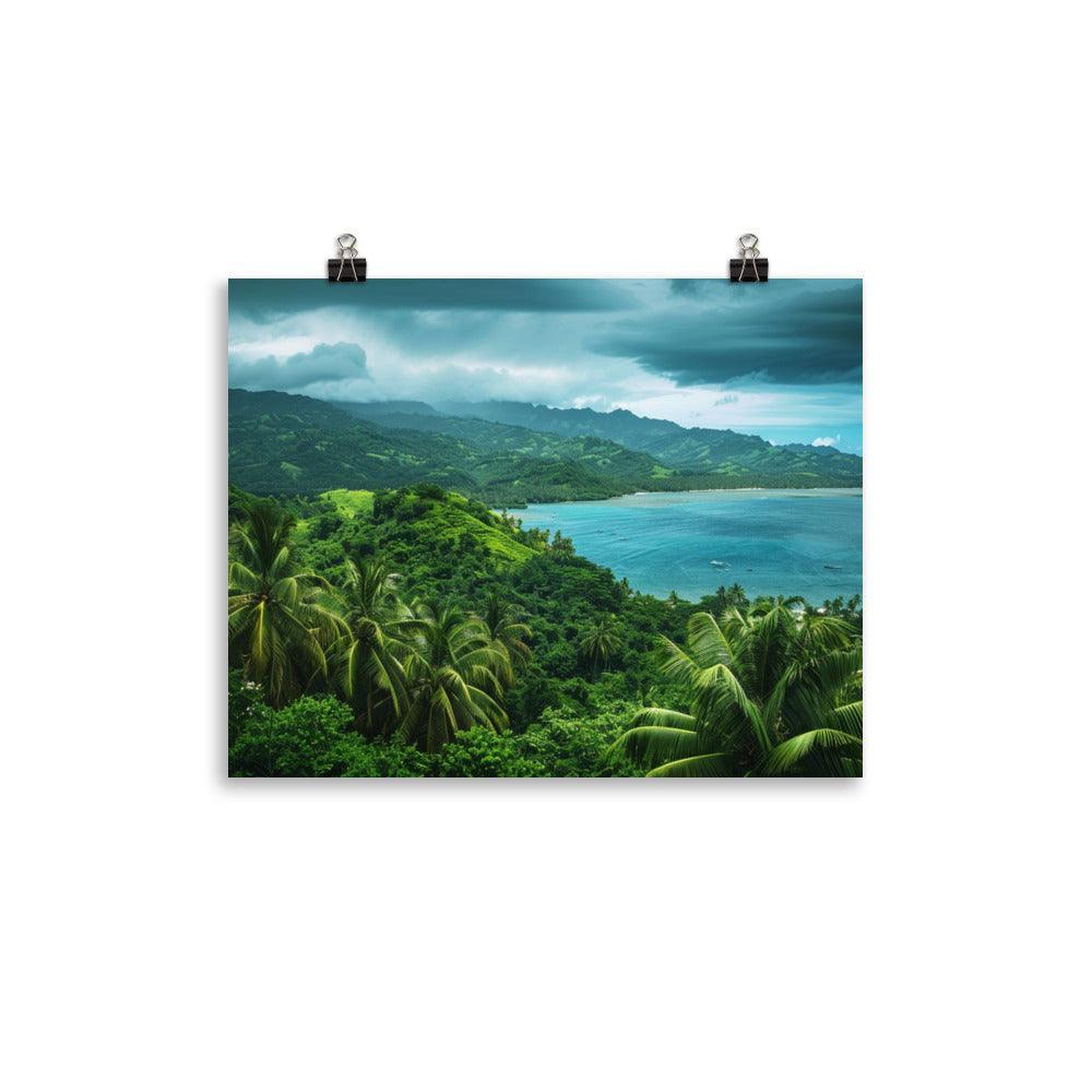 Fiji Lush Green Hills and Coastal Serenity Poster - Oh Posters