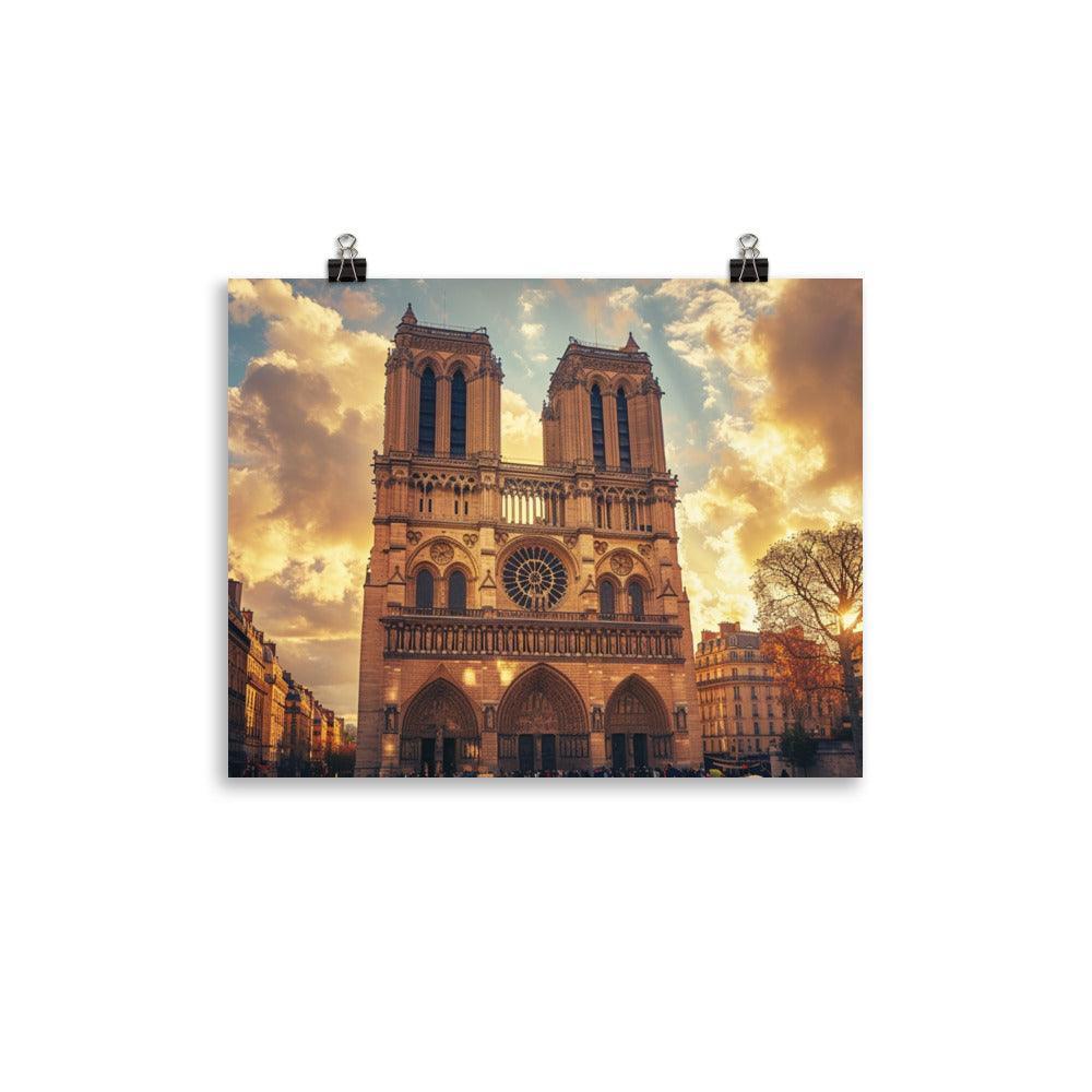 France Paris Notre Dame Cathedral Sunset Poster - Oh Posters