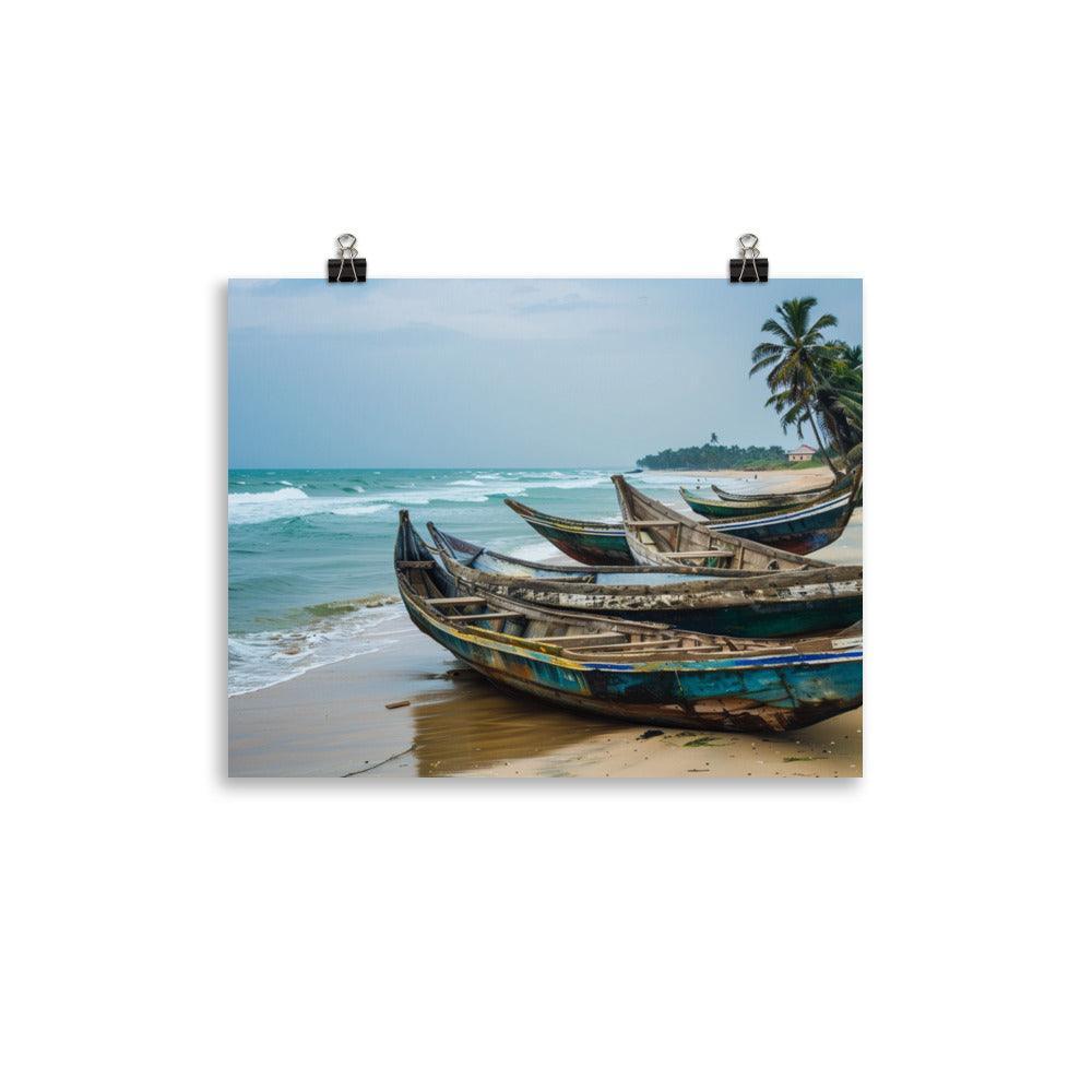 Ghana Traditional Fishing Boats Beach Scene Poster - Oh Posters